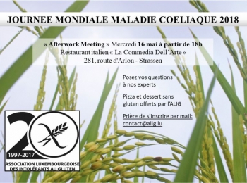 Journée Mondiale Maladie Coeliaque 16 mai 2018